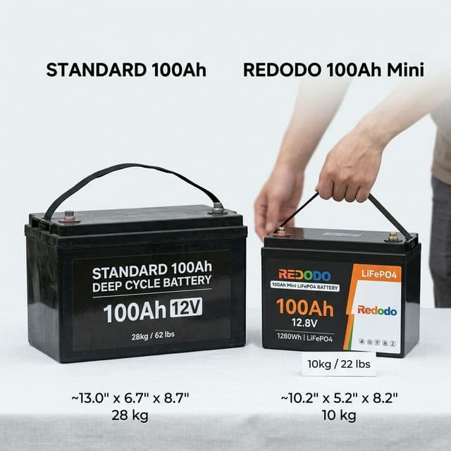 Redodo 12V 100Ah Mini LiFePO4 Review: Density vs. Portability